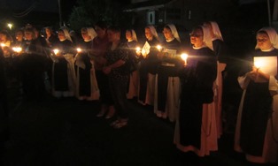 Sisters of Life during candlelight vigil