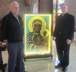 My Dad and I in front of the icon